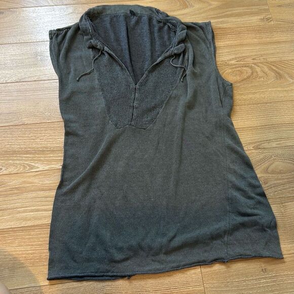 Tahari Linen Blend Gray Top Size Medium - Picture 1 of 8